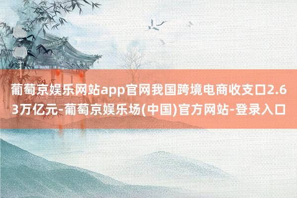 葡萄京娱乐网站app官网我国跨境电商收支口2.63万亿元-葡萄京娱乐场(中国)官方网站-登录入口