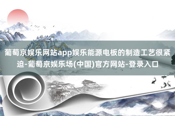 葡萄京娱乐网站app娱乐能源电板的制造工艺很紧迫-葡萄京娱乐场(中国)官方网站-登录入口
