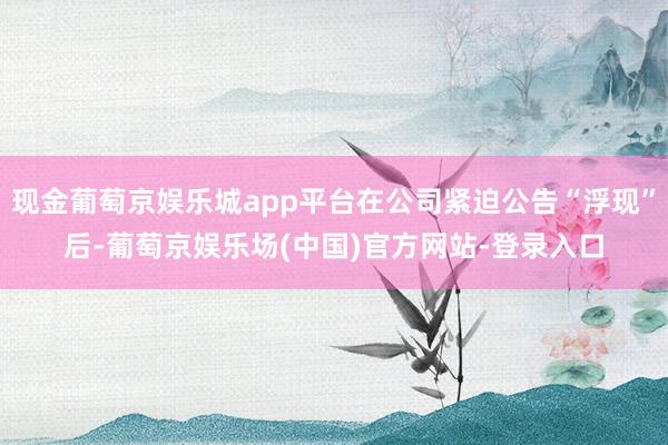 现金葡萄京娱乐城app平台在公司紧迫公告“浮现”后-葡萄京娱乐场(中国)官方网站-登录入口
