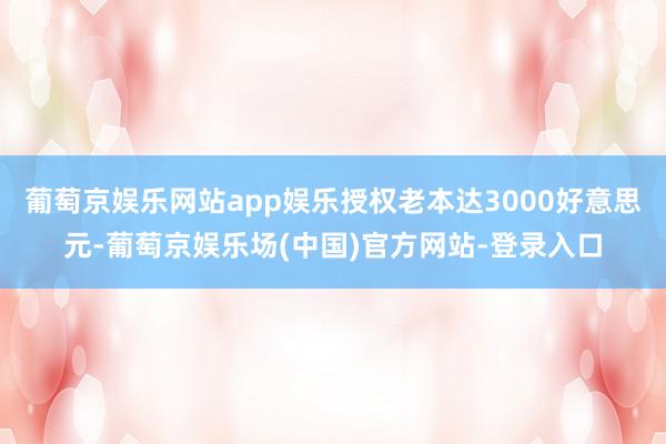 葡萄京娱乐网站app娱乐授权老本达3000好意思元-葡萄京娱乐场(中国)官方网站-登录入口