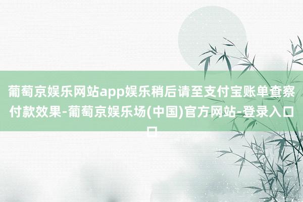 葡萄京娱乐网站app娱乐稍后请至支付宝账单查察付款效果-葡萄京娱乐场(中国)官方网站-登录入口